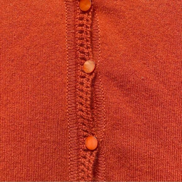 Orvis 100% Cashmere Burnt Orange 3/4 Sleeve Sweater Size Large - Picture 6 of 12